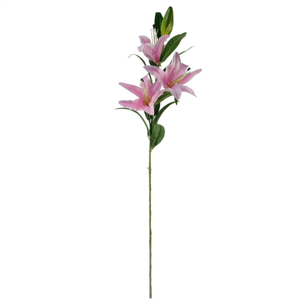 Pack of 6 x 100cm Large Pink Lily Stem - 18 Flowers