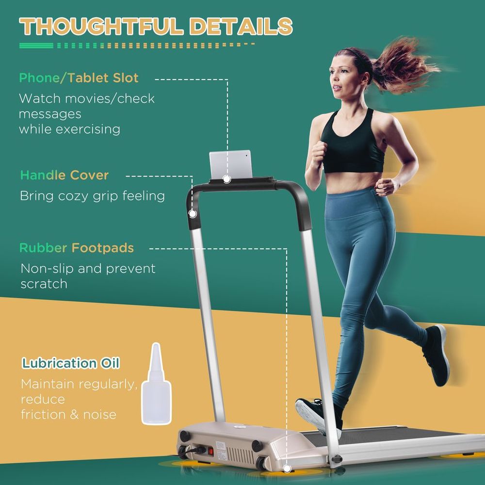 Folding Treadmill, 1-10km/h Electric Running Machine with Wheels, for Home, Office