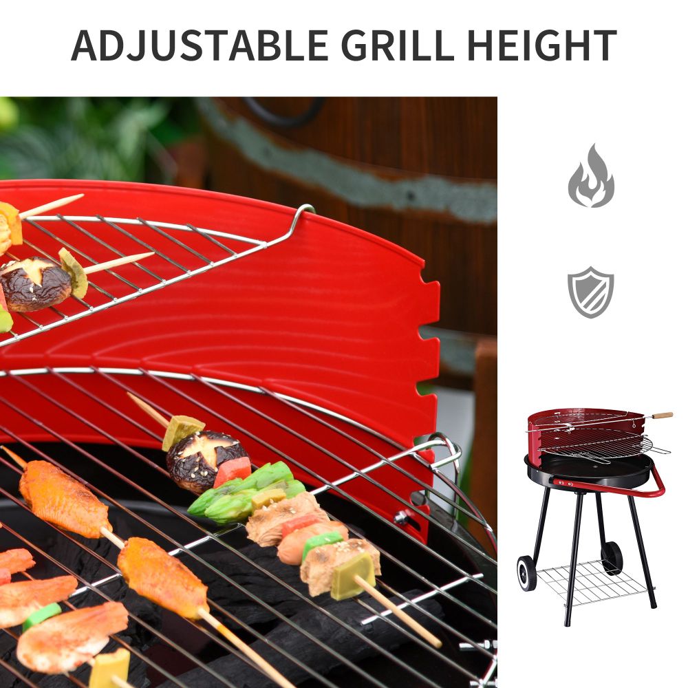 Charcoal Barbecue Grill,  67x51x82cm-Red/Black