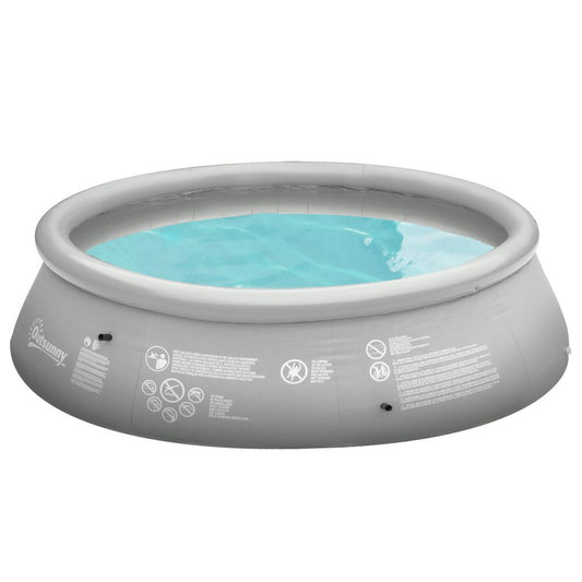 Round Paddling Inflatable Swimming Pool, Family-Sized with Hand Pump Grey