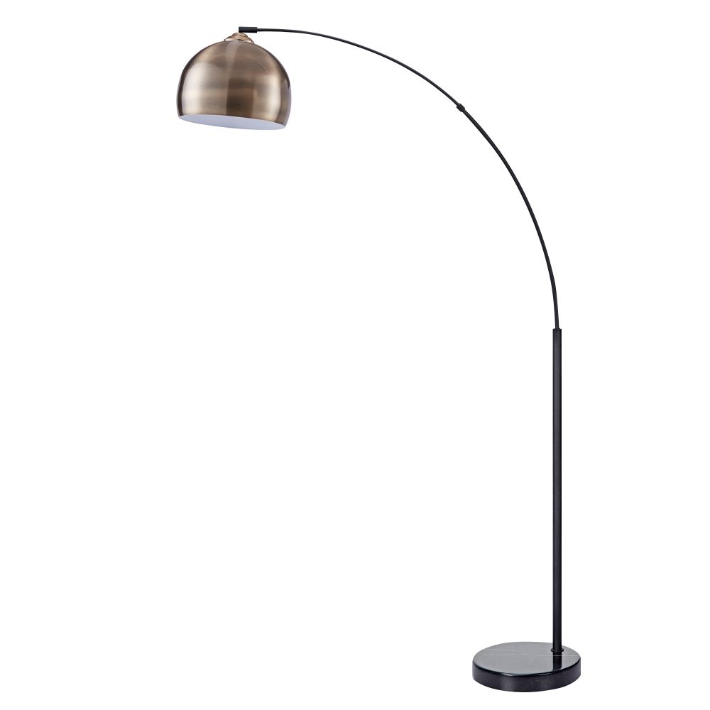 Standard Arc Curved Floor Lamp, Modern Lighting, Antique Brass
