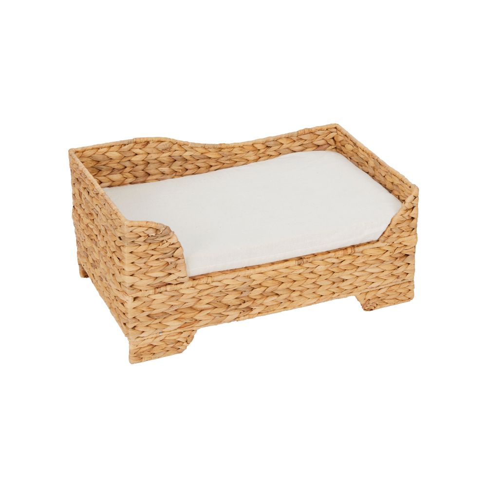 Indoor Wicker Cat/Dog Elevated Bed & Washable Cushion