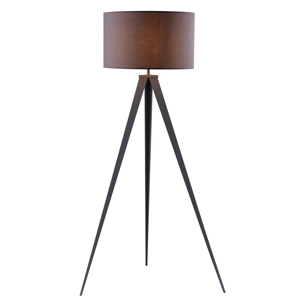 Romanza Tripod Standing Floor Lamp & Shade, Modern Lighting, Grey