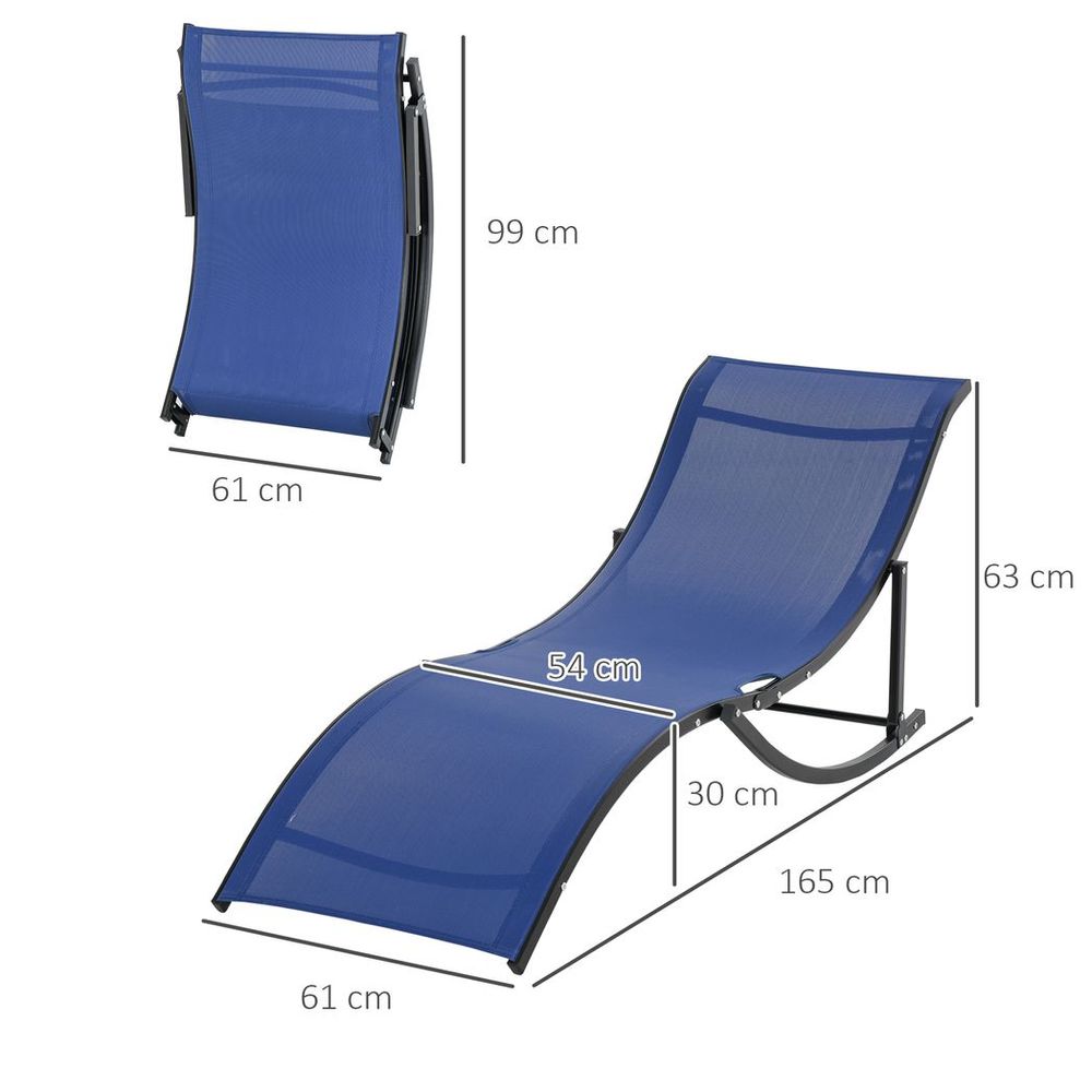 Set of 2 Zero Gravity Lounge Chair Recliners, Sun Lounger, Navy Blue
