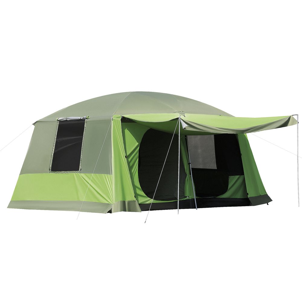 Two Room Dome Tent, Camping Shelter with Porch and Portable Carry Bag, Outsunny