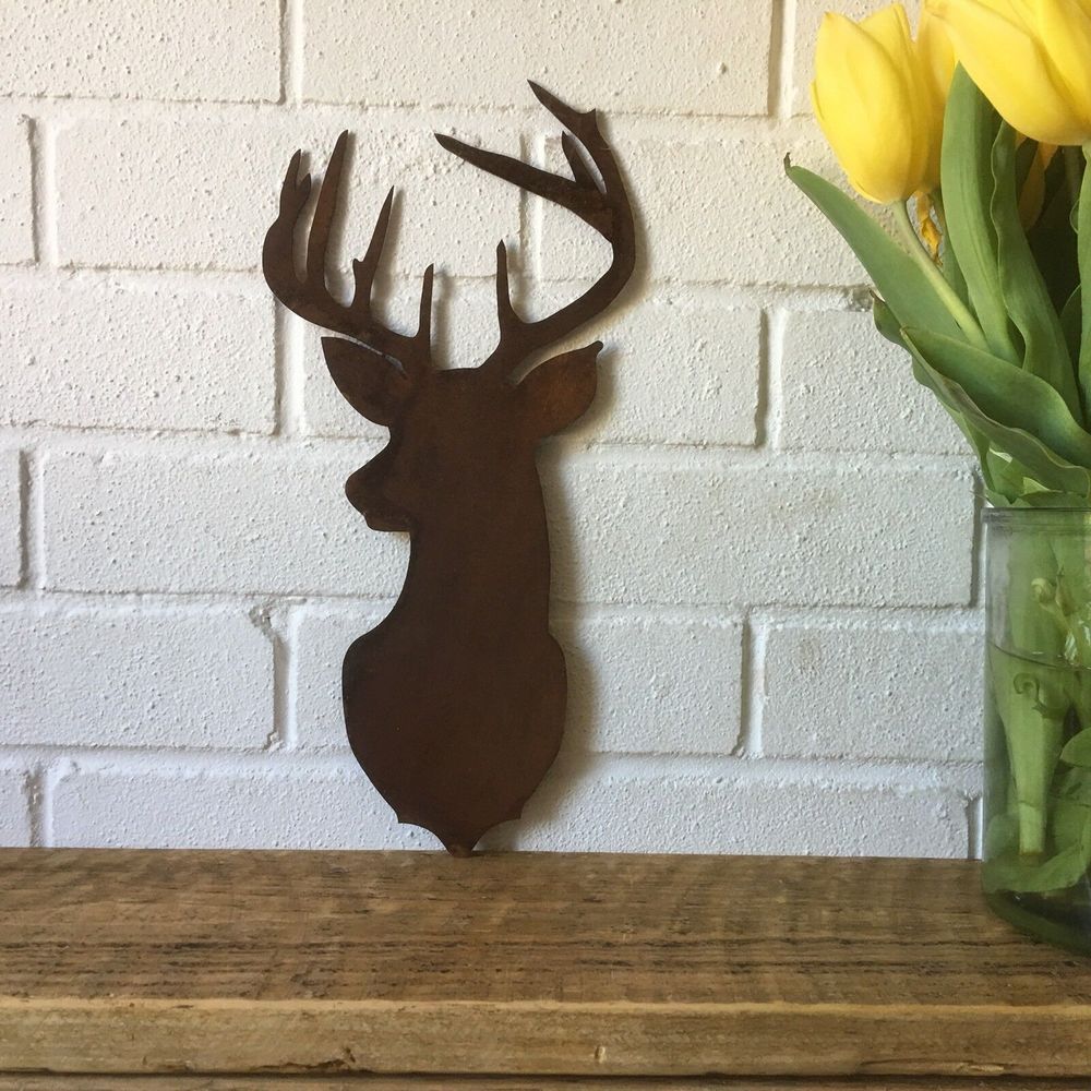 Rustic Rusty Metal Stags Head Christmas Decoration
