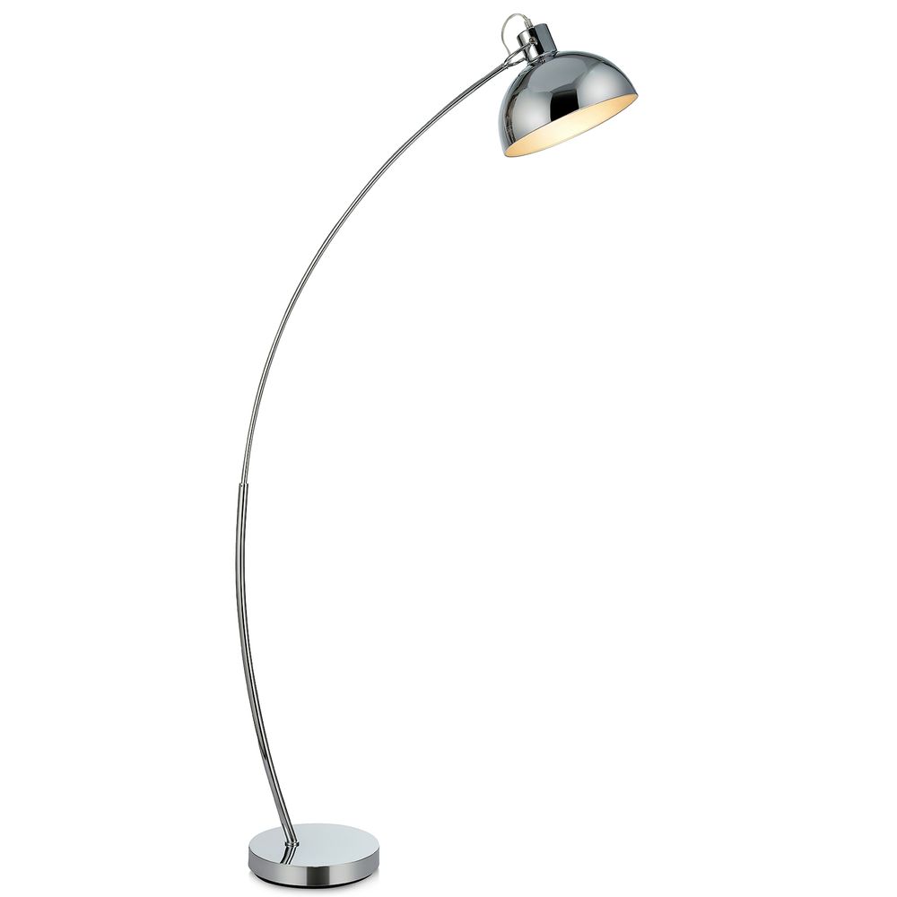 Arco Curved Arched Standard Floor Lamp Light & Bell Shade, Chrome