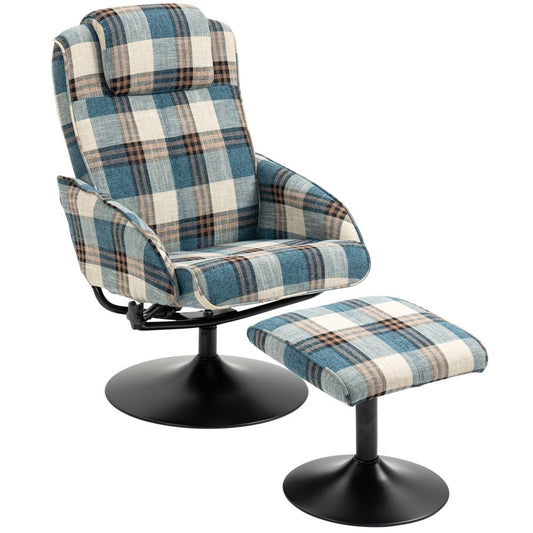 Swivel Armchair with Footstool and Adjustable Backrest - Multicolour