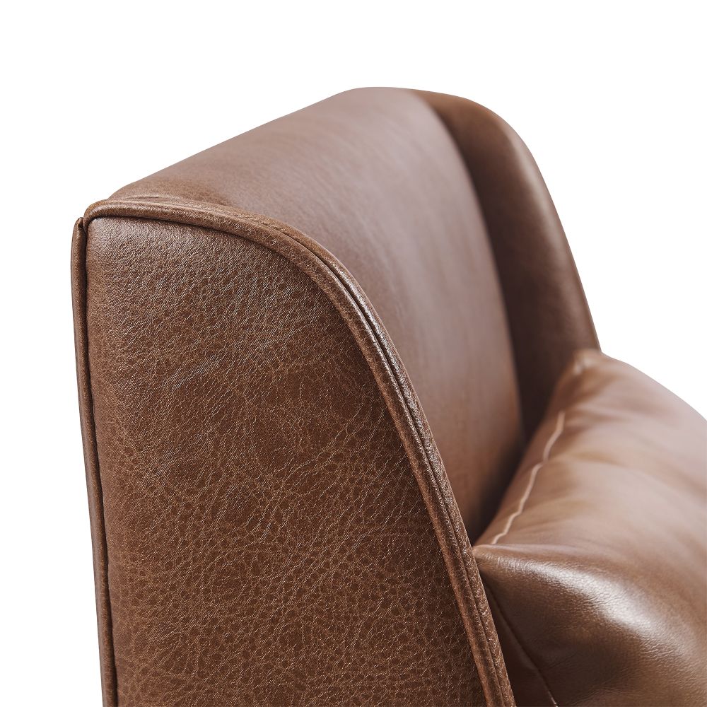 Marc Lounge Accent Chair Seat, Faux Leather, Brown with Padding