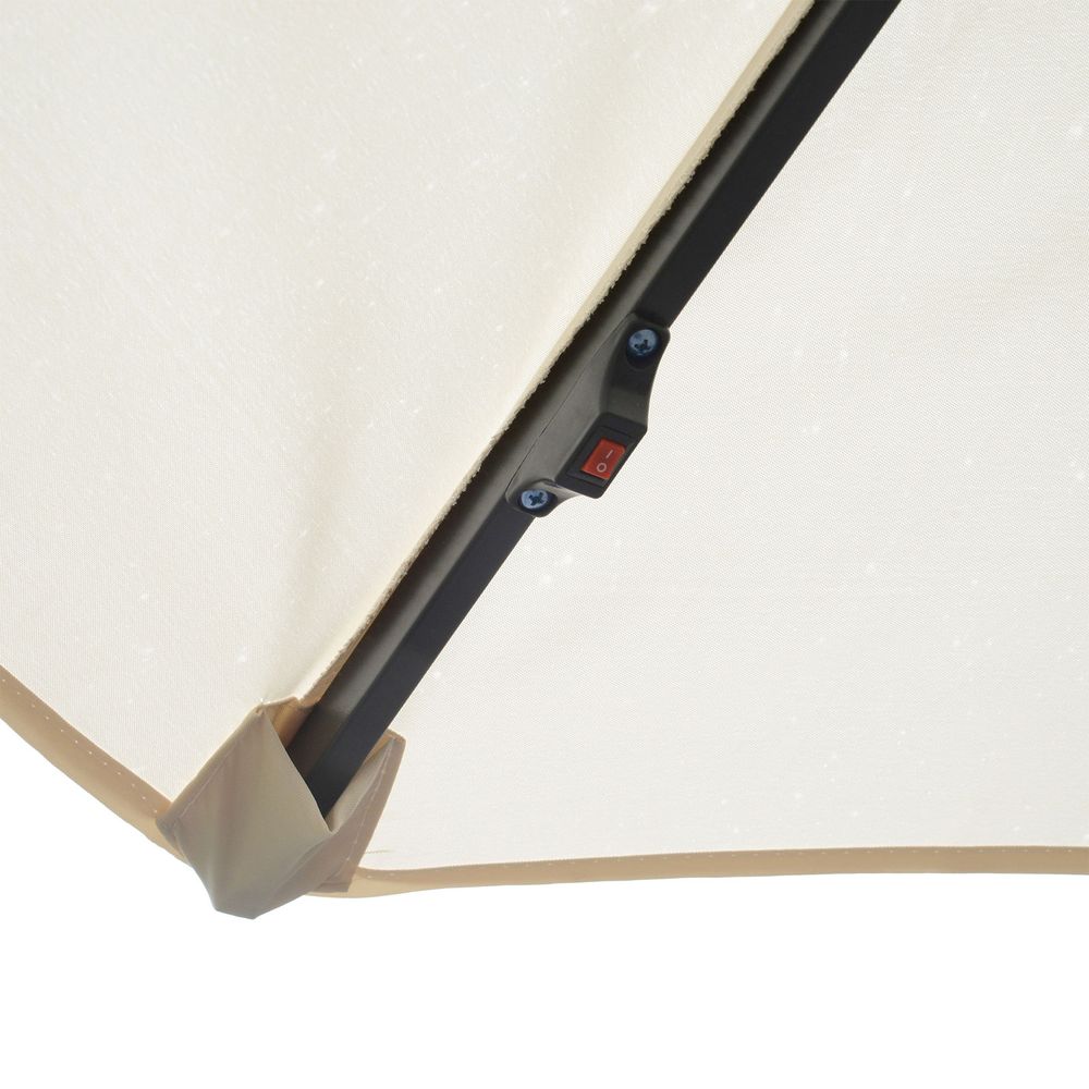 Outsunny Umbrella Parasol With Solar Powered LED stripes 2.95 x 2.95 x 2.45 Cream