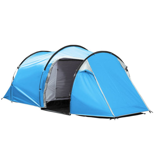 3 Man Camping Tent with 2 Rooms, Porch, Vents, Rainfly, Weather-Resistant Outsunny