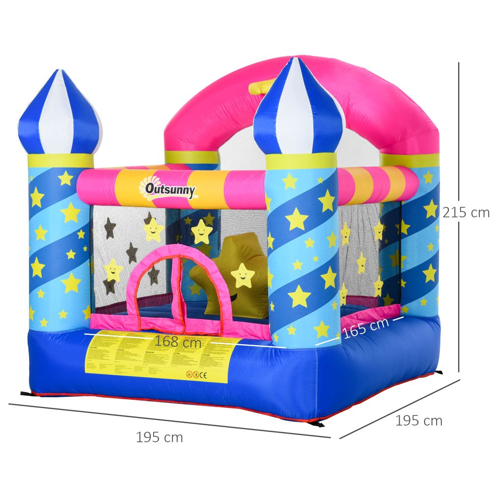 Kids Bouncy Castle House Trampoline Basket Blower for Age 3-10  Blue