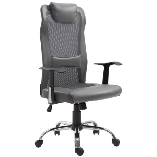 High Back Mesh Office Chair, Swivel Chair with Headrest, Armrests, Grey