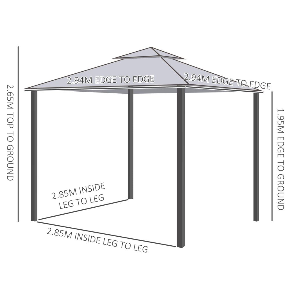 3x3M Metal Gazebo 2-tier Roof, Marquee, Party Tent, Canopy