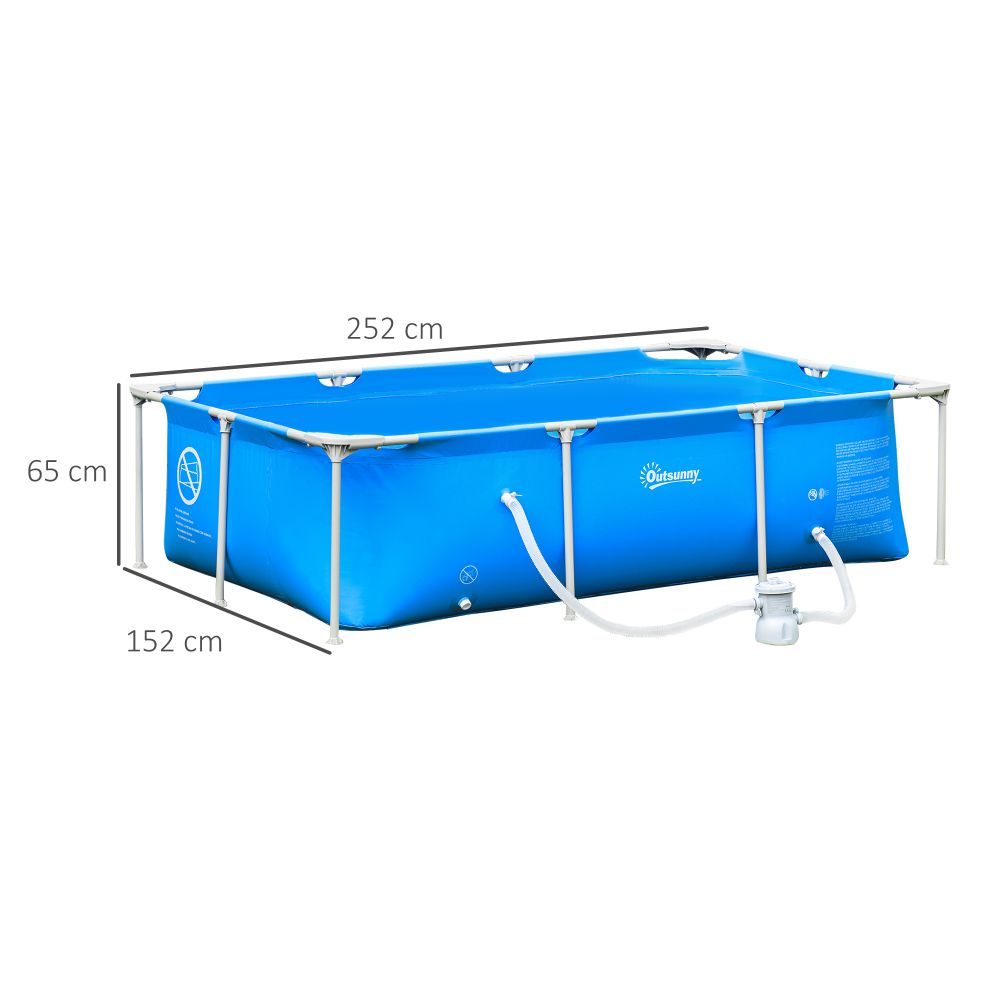 Steel Frame Pool with Filter, Pump & Cartridge, 252 x 152 x 65cm Blue