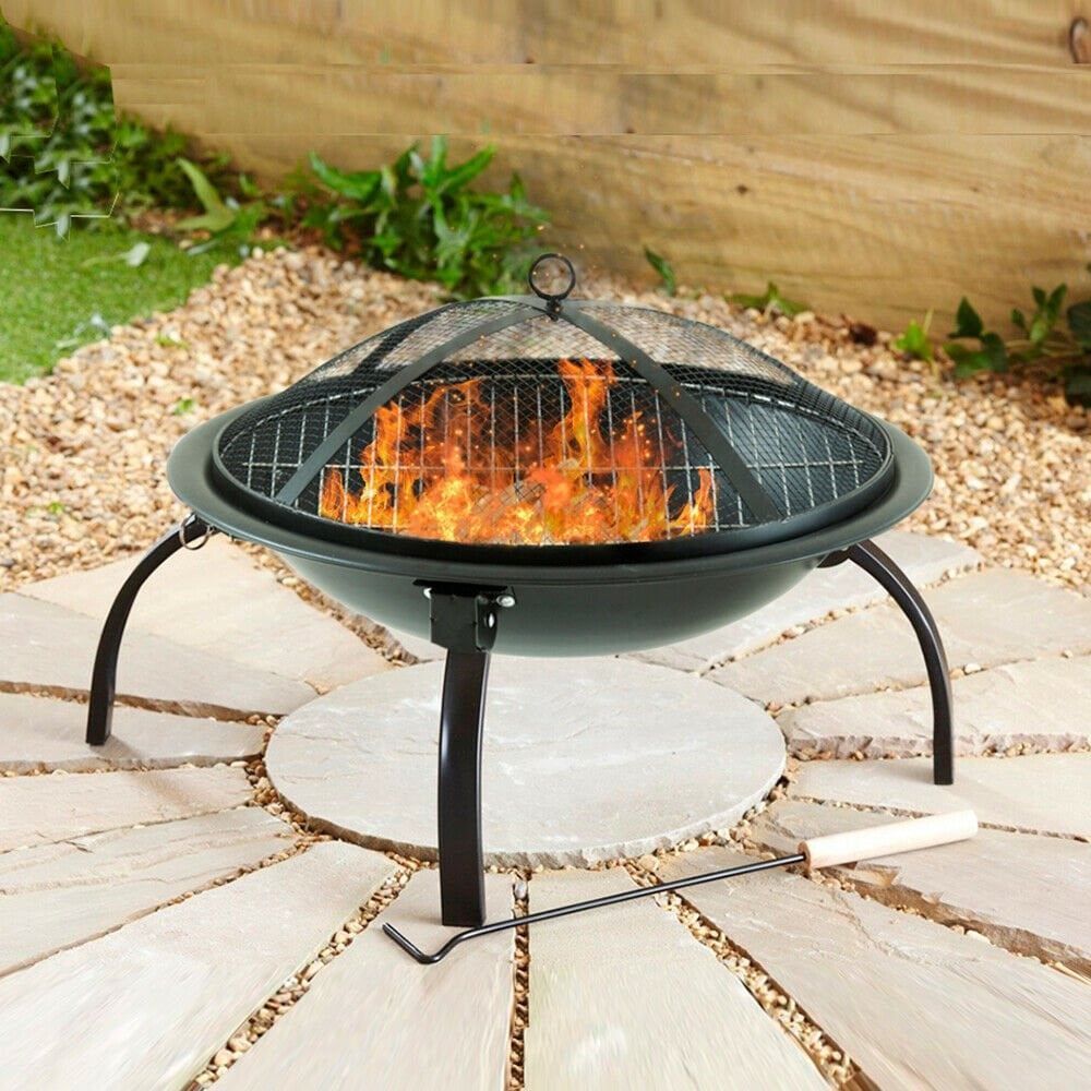 Black Garden Steel Fire Pit Outdoor Heater