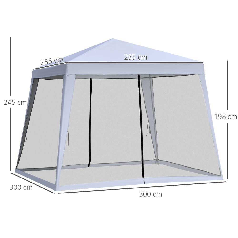 3x3m Outdoor Gazebo Tent With Mesh Screen Walls-Grey
