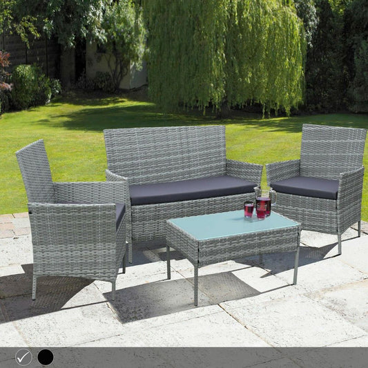 4 Piece Rattan Outdoor Furniture Garden Sofa Set