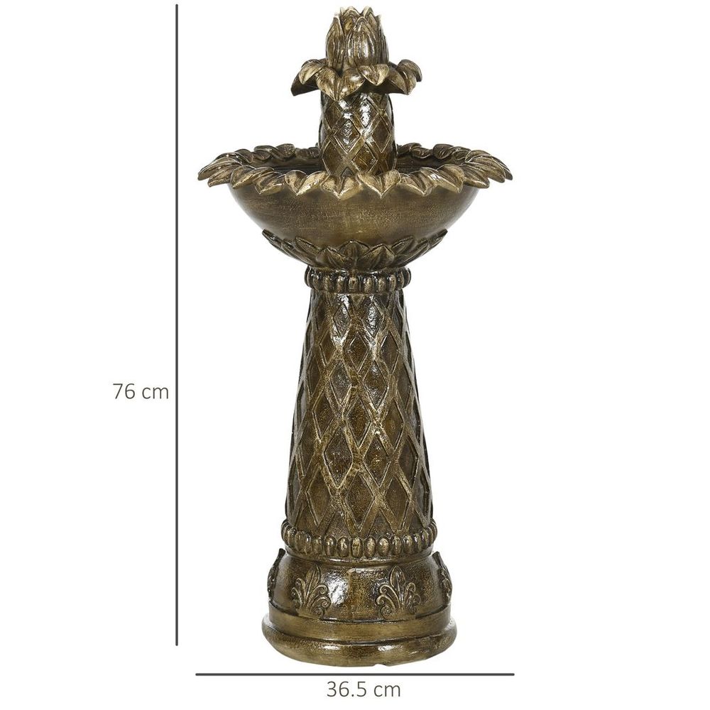 2-Tier Garden Fountain Self-Contained Cascading Water Feature
