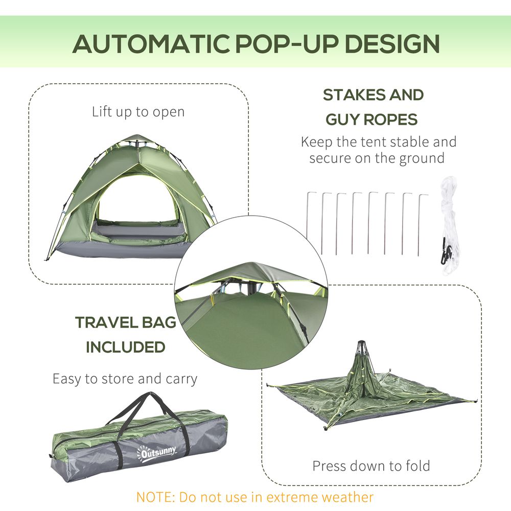 2 Man Pop Up Tent, Camping, Festival, Hiking, Family Travel, Outsunny