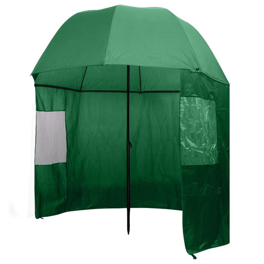 Green Fishing Umbrella With Waterproof Side Panels