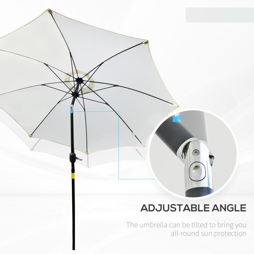 Outsunny 2.6M Umbrella Parasol-Cream White