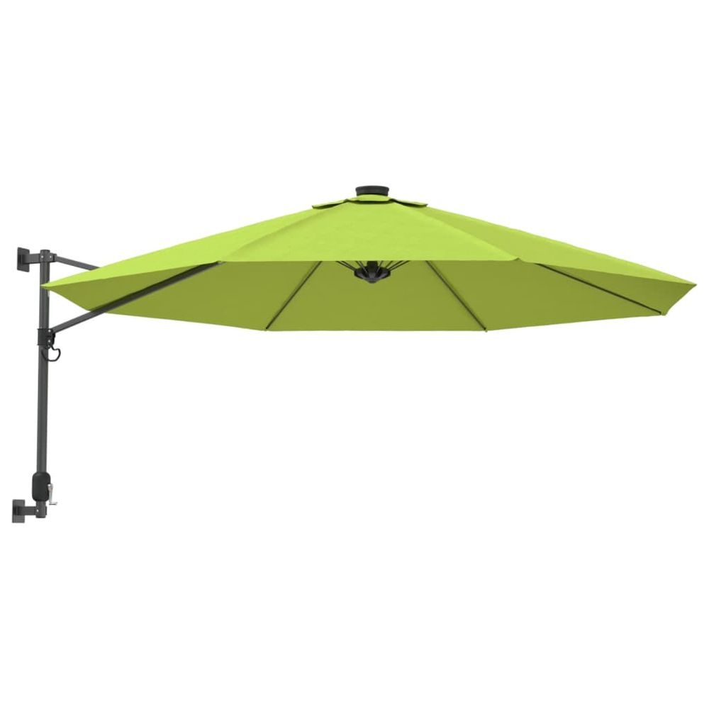 Wall-mounted Parasol with LEDs Apple Green 290cm