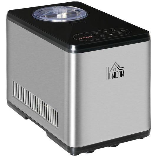 Ice Cream Maker Machine, 1.5L Stainless Steel, 3 Programs and LED Display