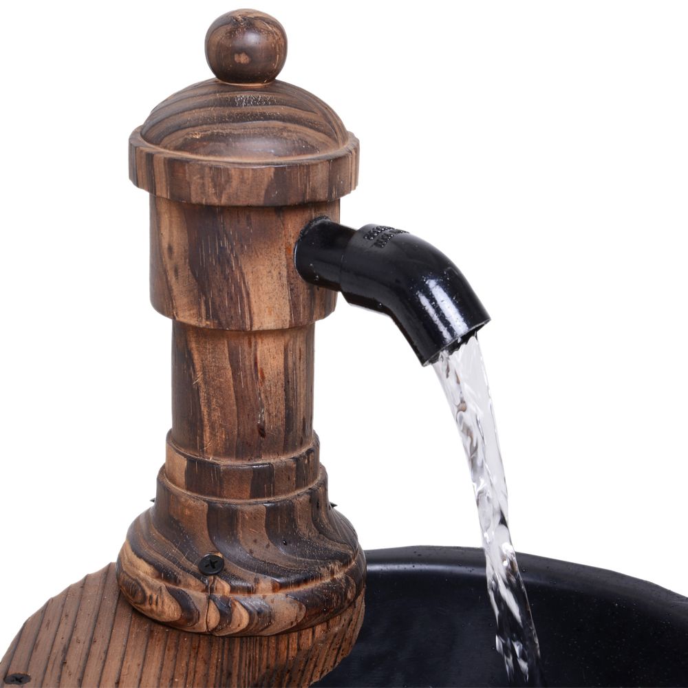 Outsunny Barrel Rustic Water Fountain Feature