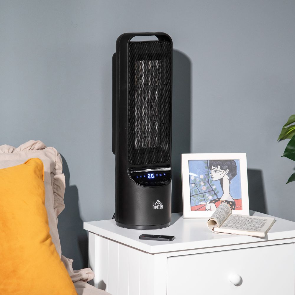 Ceramic Tower Indoor Oscillating Space Heater with LED Display and Remote Control
