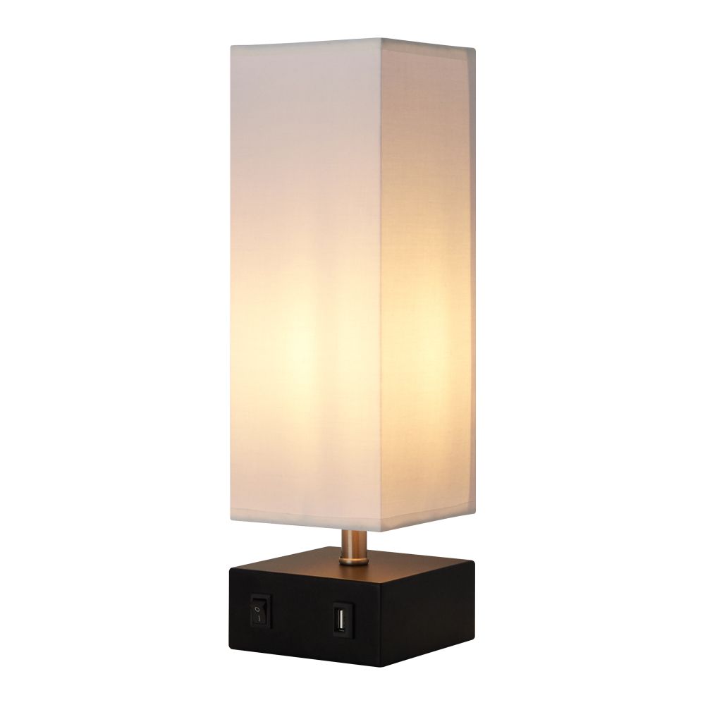 Colette  Modern Table Standing Lamp with Built-In USB Port, White