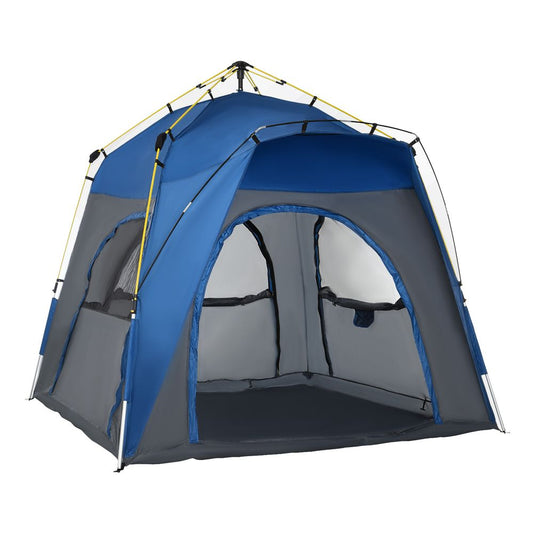 Four Man Pop Up Tent Automatic Camping Backpacking Dome Shelter, Grey Outsunny