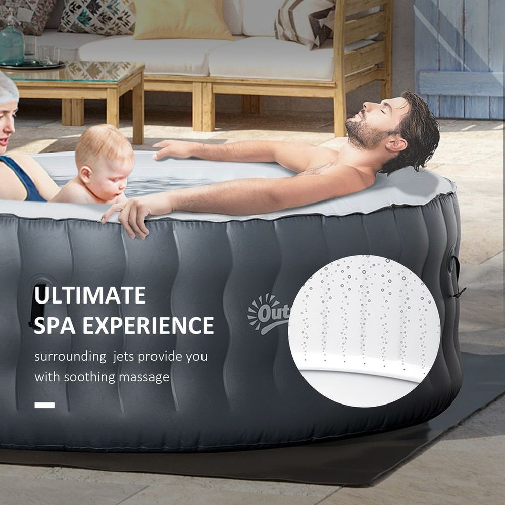 Round Hot Tub Inflatable Spa Outdoor Bubble Spa Pool with Pump, Cover, Filter Cartridges, 4-6 Person, Grey
