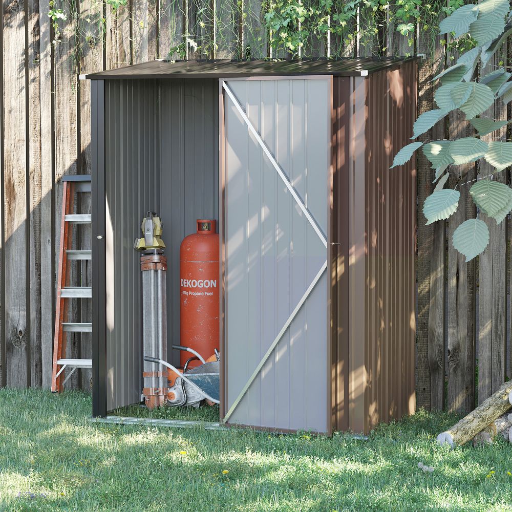 Outdoor Storage Shed, Steel Garden Shed with Lockable Door for Backyard