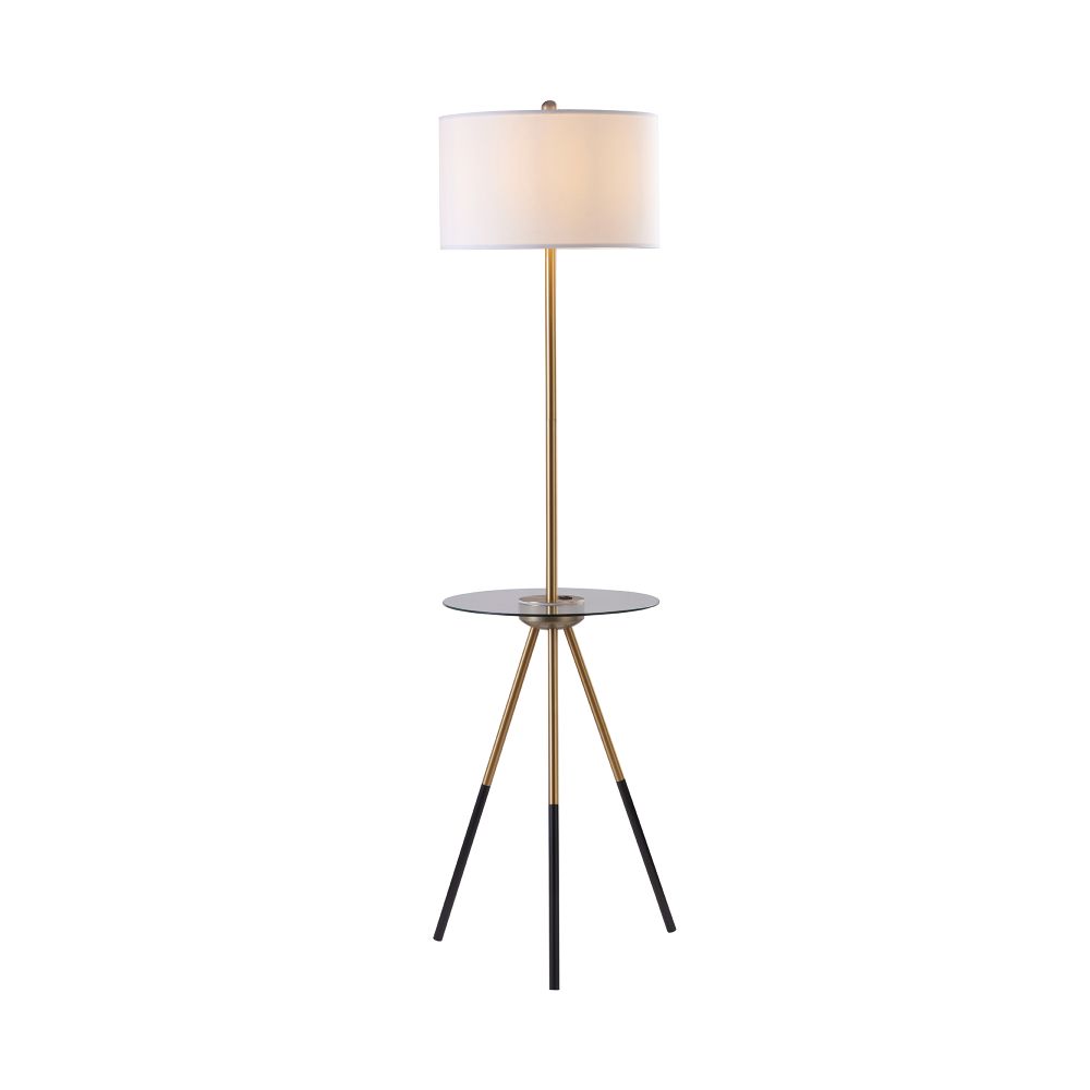 Myra Standard Tripod Floor Lamp with Built-in USB & Table, White