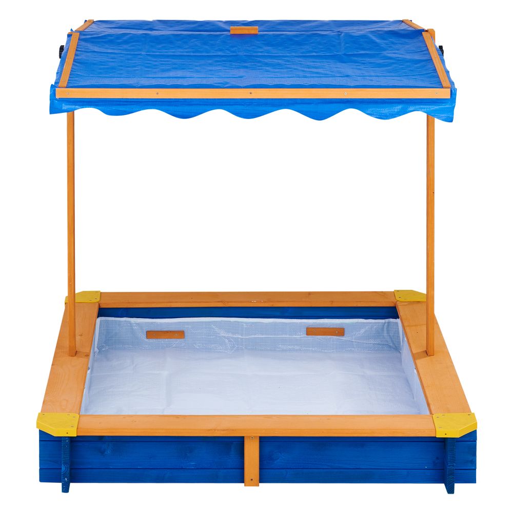 Large Wooden Sand Pit with Lid for Garden, Adjustable Sand Box