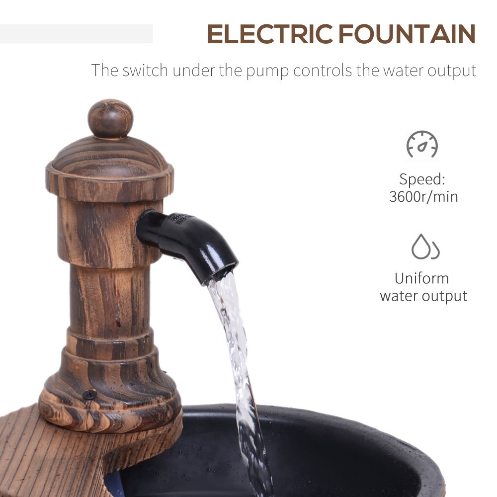 Outsunny Barrel Rustic Water Fountain Feature
