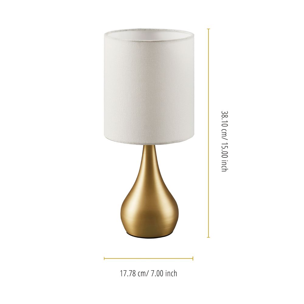 Sarah Metal Table Lamp with Touch Light, Cream Fabric Shade