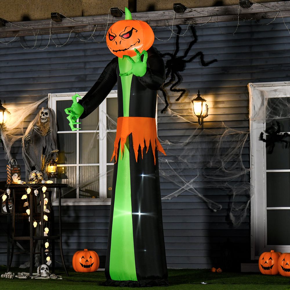 9FT Halloween Pumpkin Ghost, Inflatable with Built-in LED