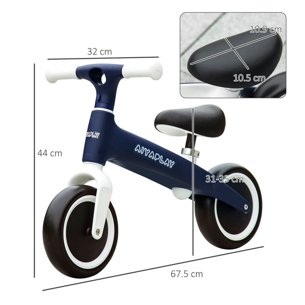 Baby Balance Bike, Children Bike Adjustable Seat, Wide Wheels - Blue