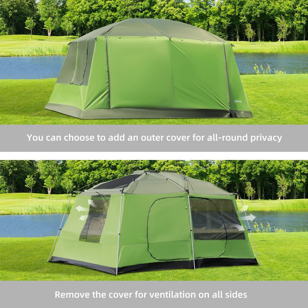 Two Room Dome Tent, Camping Shelter with Porch and Portable Carry Bag, Outsunny