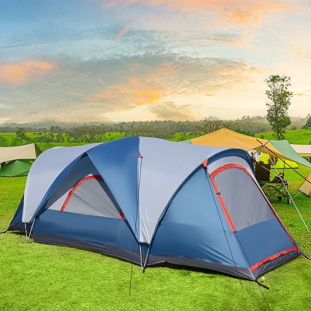 3-4 Persons Camping Tent with 2 Rooms, UV Protection, Water-Resistant