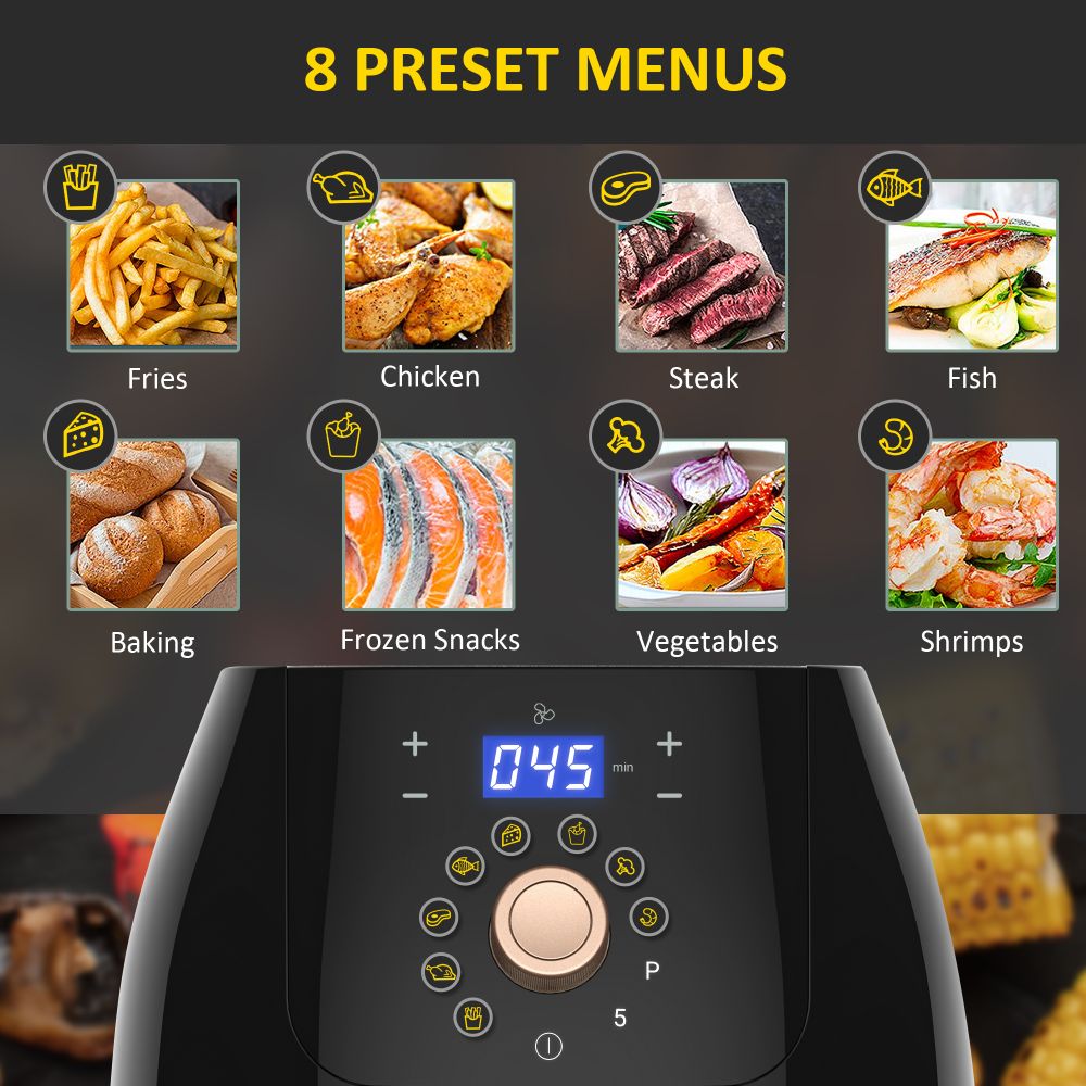 Air Fryer 1700W 5.5L with Digital Display and Adjustable Temperature